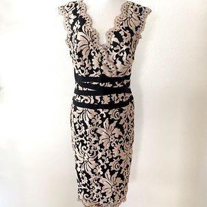 Tadashi Shoji Nude and Black Lace Formal Dress